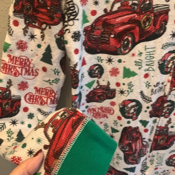 Buc ee’s Thermal Footless Zippy Pajamas Christmas Red Truck Print Youth XL - Picture 3 of 9
